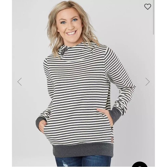 BKE Tops - BKE French Terry Buttoned Collar Hoodie Size Small